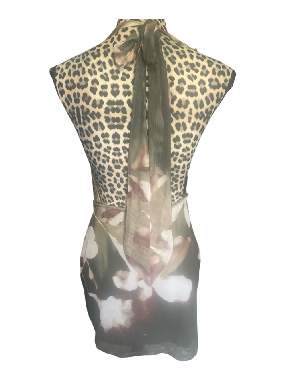 iris Olive Green Floral Cowl Neck Dress - Picture 2 of 2
